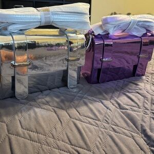 Silver and Purple Metallic Bags